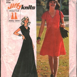 6549 Vintage Simplicity Pattern Misses Dress SEWING CUT Jiffy Knits Two Lengths