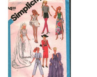 Vintage naaipatroon uit 1984 voor Simplicity 280 Barbie-poppenkleding (garderobe, 11,5 inch).