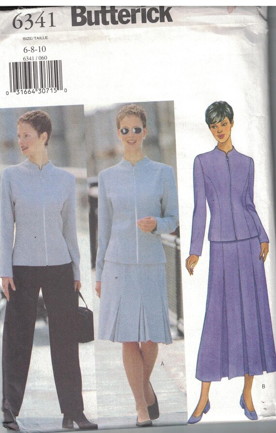 Uncut Butterick Sewing Pattern Jacket Skirt Pants 6 8 10 6341 Etsy