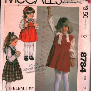 8784 UNCUT McCalls SEWING Vintage Pattern Childrens&#39; Girls&#39; Jumper Vest Blouse oop ff