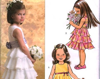 4967 UNCUT Butterick Easy Sewing Pattern Children's/Girls' Dress and Cummerbund 2007 Size 2, 3, 4, 5