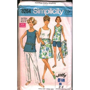 Simplicity 8264 ヴィンテージ 60年代 ジフィー ソーイングパターン トップス スカート パンツ ハーフサイズ 16.5