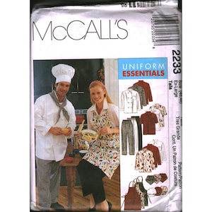 McCalls 2233 Uniform Essentials Chef Pattern Jacket Pants Apron Hat XL CUT