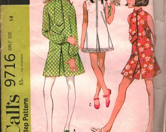 9716 UNCUT Vintage McCalls Sewing Pattern Girls Dress Pantdress sew