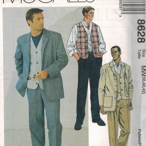 8628 UNCUT McCalls Vintage Sewing Pattern Men&#39;s Unlined Jacket Vest Pants OOP FF