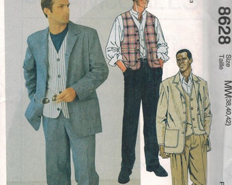 8628 UNCUT McCalls Vintage Sewing Pattern Men's Unlined Jacket Vest Pants OOP FF