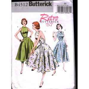 Cartamodello Butterick B4512 Retro 57 per abito da donna con scollo all'americana, taglie 14-20.