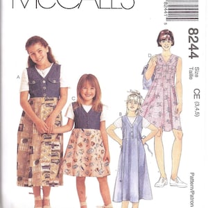 8244 UNCUT McCalls Pattern Girls Pullover Dress SEWING Vintage Empire Bodice OOP