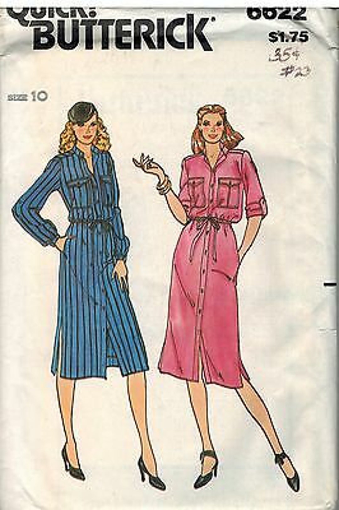 6622 UNCUT Butterick SEWING Pattern Misses Loose Fitting Dress Pointed ...