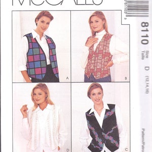 8110 UNCUT Vintage McCalls SEWING Pattern Misses Vest or Shirt w/ Vest Front OOP