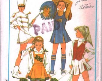 6966 CUT Simplicity Trajes vintage de animadora y majorette para niñas, 1985, talla 10