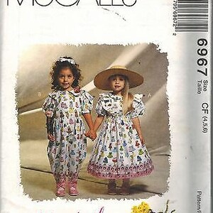 6967 UNCUT Vintage McCalls Sewing Pattern Girls Fancy Party Dress Jumpsuit OOP