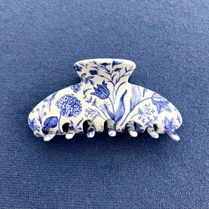 Blue Floral Hair Claw Clip (Large)