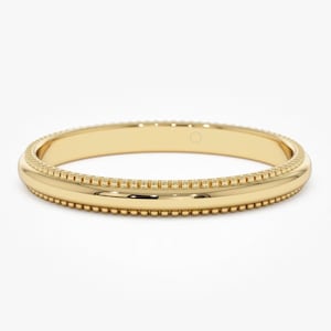 Milgrain Gold Wedding Band  Dainty Stackable Ring for Women Vintage Inspired Gold Ring Thin Beaded Ring Delicate Bridal Jewelry