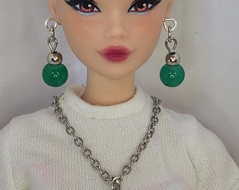Earrings and necklace set for barbies/ fashion dolls/ 1/6 scale dolls