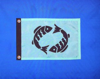 Fishes Boat Flag Pennant Aqua Black Pisces Nautical Gift theflagchick TARIFF FREE
