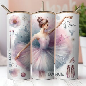 Ballerina Dance Tumbler Wrap PNG, Ballet Dancing Sublimation Design, 20oz Skinny Tumbler Design, Elegant Dancer Digital File Download