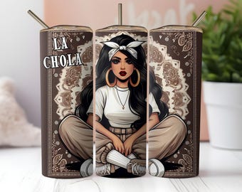 La Chola Tumbler Wrap: Chicana-sublimatieontwerp (digitale png-download)
