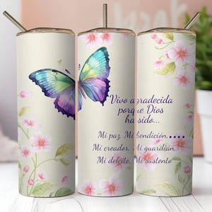 Spanish Gratitude Tumbler Wrap: Butterfly Floral Design (Digital Download)