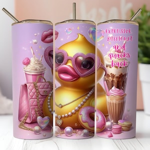 Sassy Rubber Duck Tumbler Wrap, Iced Coffee 20oz Skinny Sublimation Png, Funny Shopping Trip Tumbler Design, Cute Duck Png, Digital Download