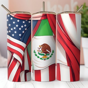 Mexico Flag Tumbler Wrap, Mexican Tumbler PNG, 20oz Skinny Sublimation, Patriotic Cup Design, Waterslide Template, Digital Download
