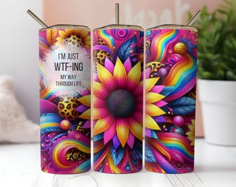 Funny Quote Tumbler Wrap PNG: Leopard Print Flowers (Digital Download)