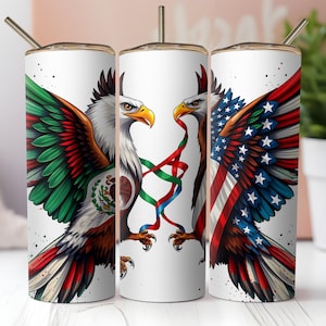 Mexico USA Eagle Flag Tumbler Wrap PNG (Digital Download)