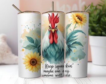 Sarcastic Rooster Sunflower 20 Oz Tumbler PNG - Sublimation Design (Digital Download)