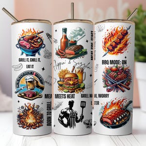 Funny Grilling Tumbler Wrap, BBQ Tumbler PNG, 20oz Skinny Tumbler Sublimation, Grill Master Design, Digital Download, Funny BBQ Quote