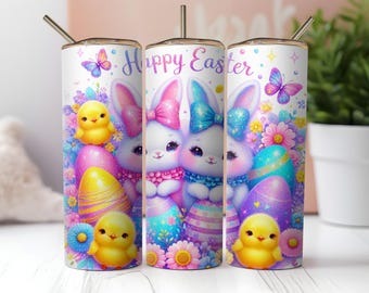 Easter Tumbler Wrap PNG: Bunny & Eggs Sublimation Design (Digital Download)
