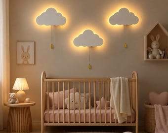 1 Pc Kids Night Light, Moon Cloud Balloon Lamp, Battery Wall Light, Nursery Decor