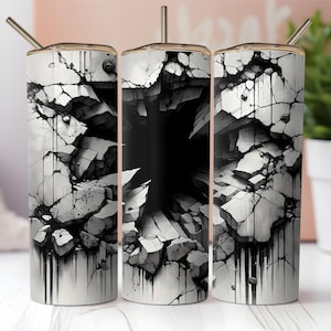 Men Tumbler Wrap PNG, Concrete Tumbler PNG, Bullet Hole Tumbler, Shattered Wall Tumbler, Sublimation PNG, 20oz Tumbler Design