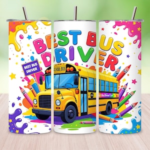 Bus Driver Tumbler Wrap, School Appreciation PNG, Back to School Tumbler Design, 20 oz Skinny Sublimation, Yellow Bus Seamless Wrap