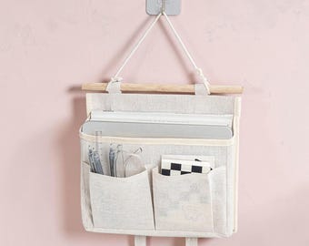 Hanging Bedside Organizer, Fabric Wall Storage Bag, Dorm Bed Pocket, Nursery Caddy