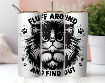 Lustiger Katzen Tumbler Wrap: Freche Katze Design (Digitaler Download)