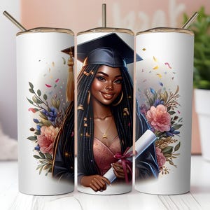 Graduation Tumbler Design PNG, Black Girl Magic 20oz Skinny Tumbler Sublimation Design, Graduate Tumbler Wrap, Digital Download