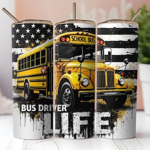 Bus Driver Tumbler Wrap, School Appreciation 20oz Skinny Sublimation Png, Gift for Bus Driver, Digital Design, Instant Download