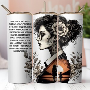 Mother’s Day tumbler wrap, self love sublimation design, daily affirmations png, 20oz straight tumbler, digital download template