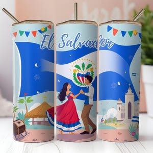 El Salvador Flag Tumbler Wrap: 20oz Skinny Sublimation (Digital Download)
