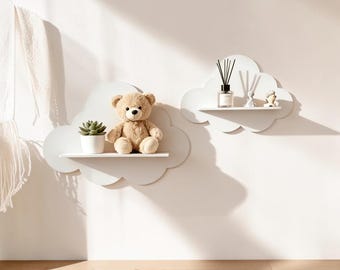3 Pcs Cloud Wall Shelf, Floating Nursery &  Nordic Storage Ledge for Kids Bedroom Decor