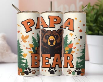 Papa Bear Tumbler Wrap: Vatertag 20 Unzen Skinny Design (PNG Digital Download)