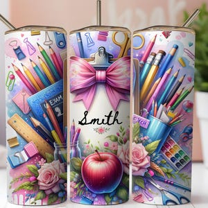 Teacher Tumbler Wrap, Customizable Teacher Tumbler Design, 20 oz Skinny Sublimation Png, Personalized Teacher Gift Digital Download