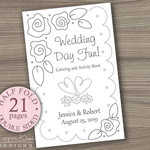Libro da colorare per matrimoni - Bomboniere per bambini - Personalizzato e stampabile Scarica PDF Libro di attività nuziali - Libro a mezza piega - Bifacciale