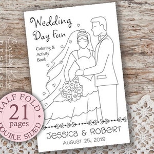 Libro da colorare per matrimoni - Bomboniere per bambini - Personalizzato e stampabile Scarica PDF Libro di attività nuziali - Libro a mezza piega - Bifacciale