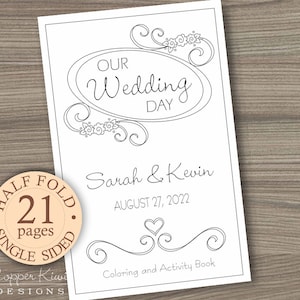 Libro da colorare per matrimoni - Bomboniere per bambini - Personalizzato e stampabile Scarica PDF Libro di attività nuziali - Libro a mezza piega - Single Sided