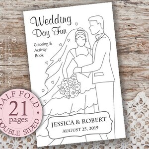 Libro da colorare per matrimoni - Bomboniere per bambini - Personalizzato e stampabile Scarica PDF Libro di attività nuziali - Libro a mezza piega - Bifacciale