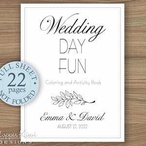 Wedding Coloring Book - Kids Wedding Favors - Wedding Activity Book - Personalized & Printable Download PDF - Full Sheet Size