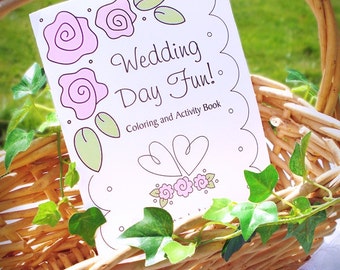 Wedding Coloring Book - Kids Wedding Favors - Personalized & Printable PDF Wedding Activity Book - Half Fold Book