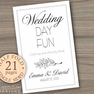 Libro da colorare per matrimoni - Bomboniere per bambini - Personalizzato e stampabile Scarica PDF Libro di attività nuziali - Libro a mezza piega - Single Sided