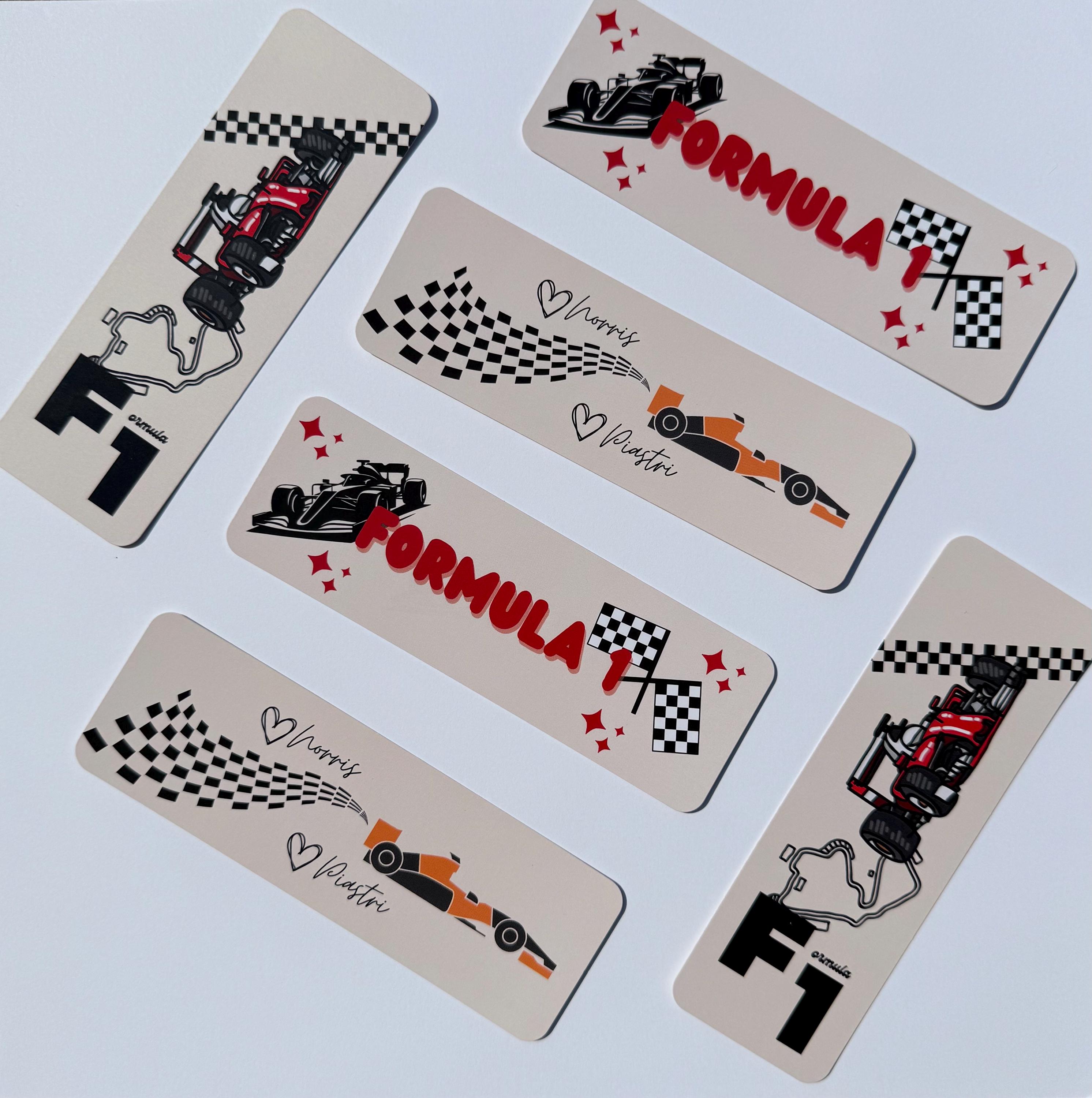 Formula 1 Racing Cardstock Bookmarks – | F1 Gifts for Book Lovers ...